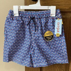 NWT Cat And Jack Boys, Red White And Blue Swimsuit Size Medium